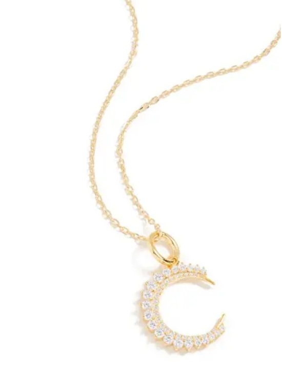 Adina Eden Jewelry - Adina Eden 14k Colored Half Circle Charm 3 Prong Necklace